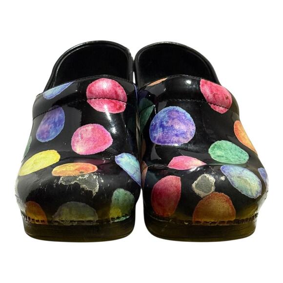 Dansko Professional Clogs Polka Dot Multicolor Leather Size 37 EU US 7 Nursing - Picture 2 of 8
